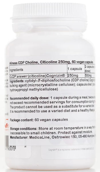 Complément Aliness CDP Choline Citicoline 250 Mg - 60 Gélules, Neuf