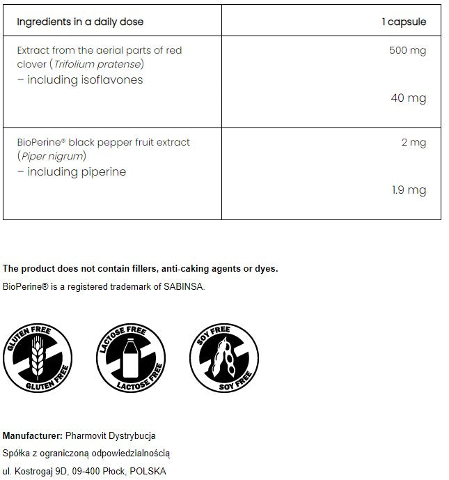 PharmoVit Red clover extract, 60 capsules