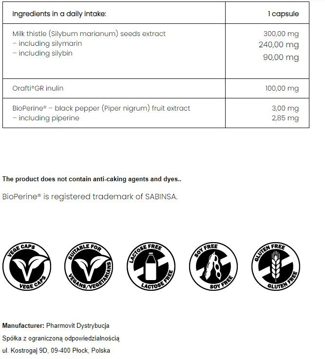 PharmoVit Silymarin 80% Milk thistle extract, 60 capsules