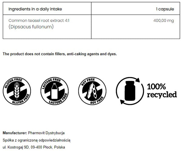 PharmoVit Teasel Root 4:1 Extract 90 capsules / 400 mg