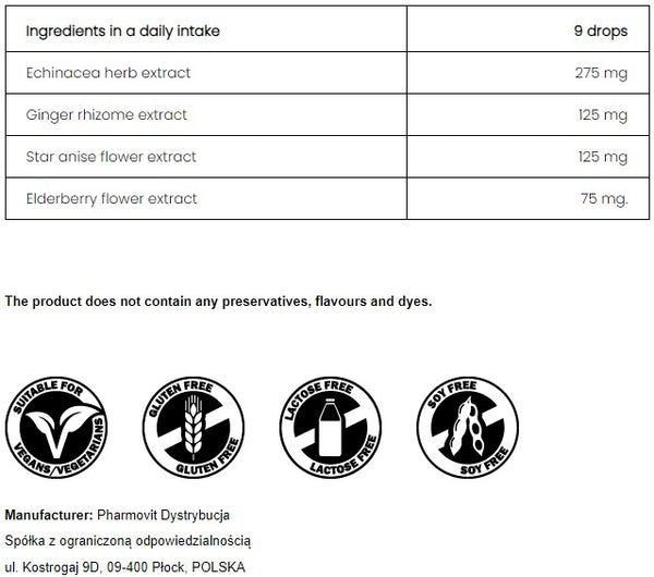 PharmoVit The Immune system Echinacea / Ginger / Anise / Elderberry 30 ml = 60 daily portions