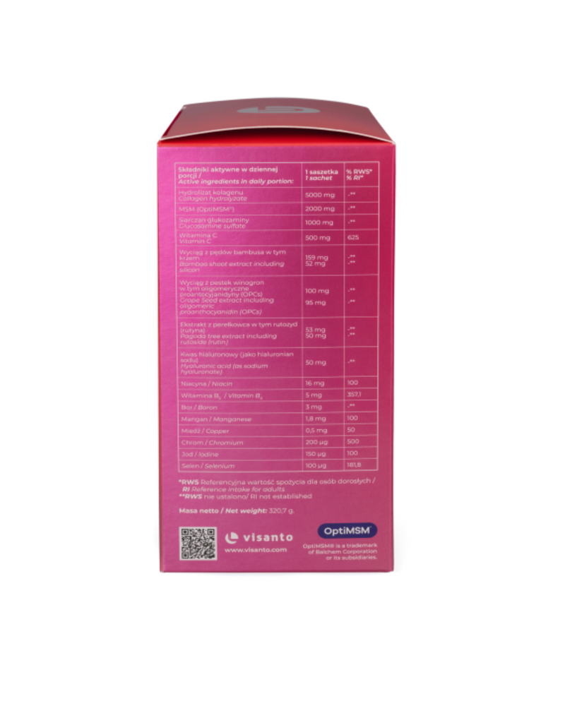 VISANTO New COLLAGEN MSM +PLUS rhubarb and strawberry, 30 x 10,69 g powder sachets - J. ZIEBA