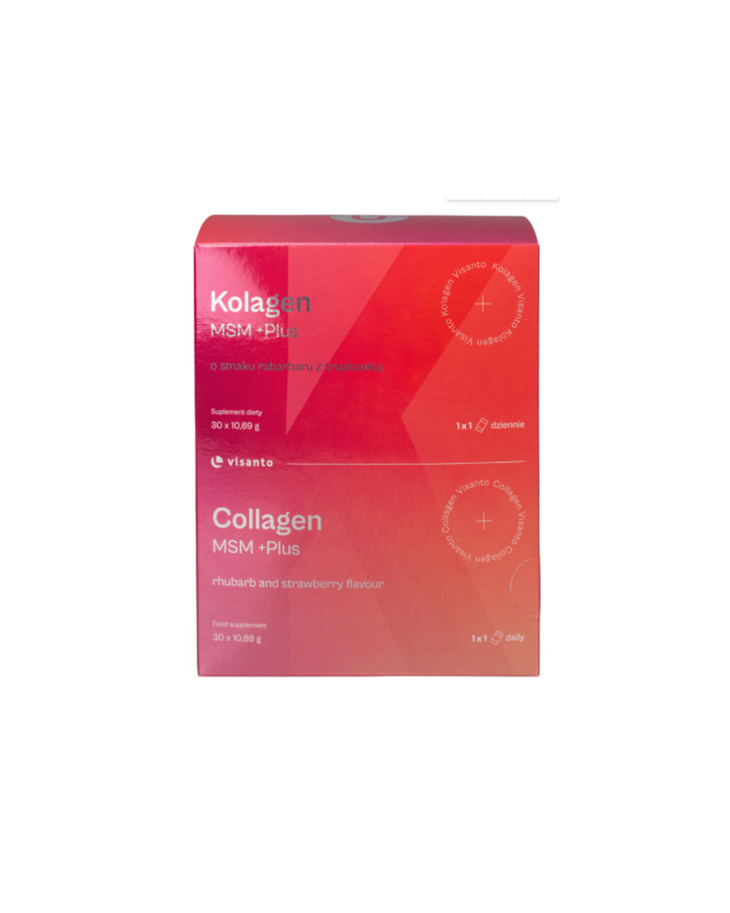 VISANTO New COLLAGEN MSM +PLUS rhubarb and strawberry, 30 x 10,69 g powder sachets - J. ZIEBA