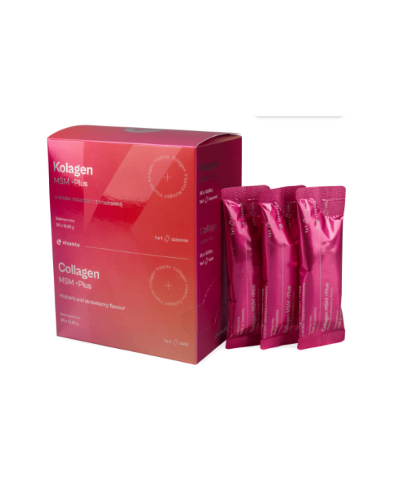 VISANTO New COLLAGEN MSM +PLUS rhubarb and strawberry, 30 x 10,69 g powder sachets - J. ZIEBA