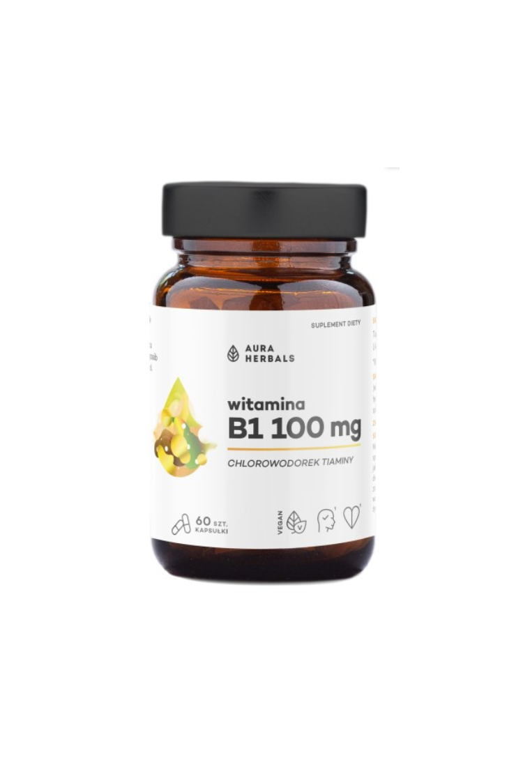 Aura Herbals Vitamin B1 100 mg, thiamine, 60 capsules