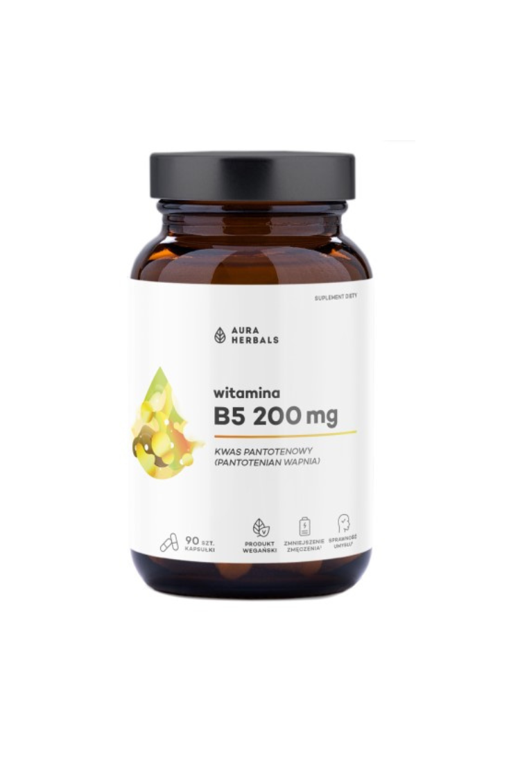 Aura Herbals Vitamin B5 200 mg, pantothenic acid, 90 capsules
