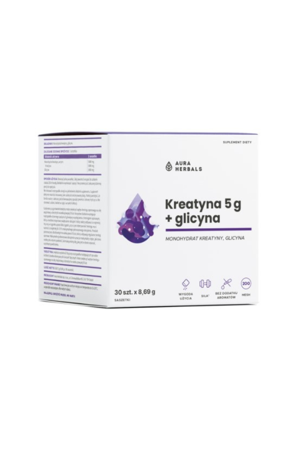 Aura Herbals Creatine 5 g, monohydrate + glycine sachets 30 pcs