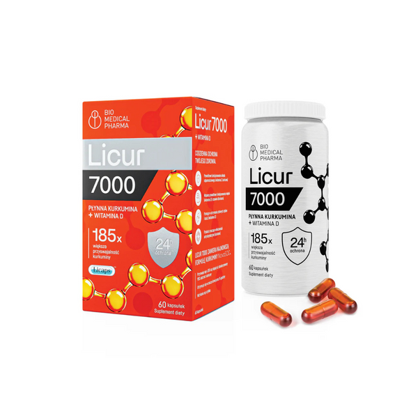 Bio Medical Pharma NEW Curcumin in capsules – Licur 7000 with vitamin D 60 caps.