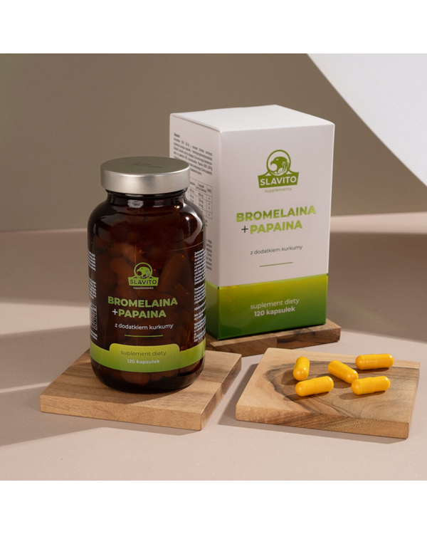 P* Slavito Bromelain + Papain with added turmeric, 120 capsules - recommended by Dr H. Czerniak EXPIRY DATE 31.03.2026