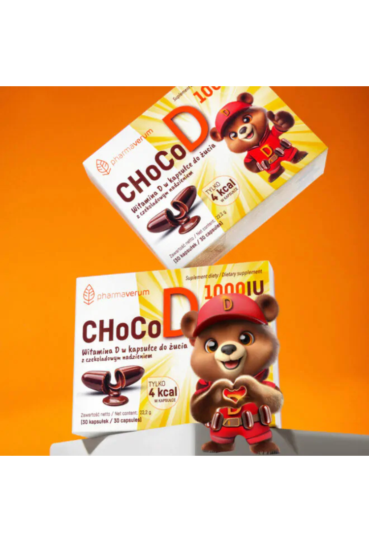 Pharmaverum Vitamin D3 ChocoD Chewable Capsules with Chocolate Filling, 30 capsules