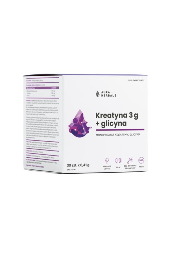 Aura Herbals Creatine 3 g, monohydrate + glycine sachets 30 pcs
