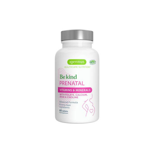 Igennus Be kind Advanced Prenatal Multivitamin, With Folic Acid As Folate, Choline, Calcium, Gentle Iron, 60 capsules