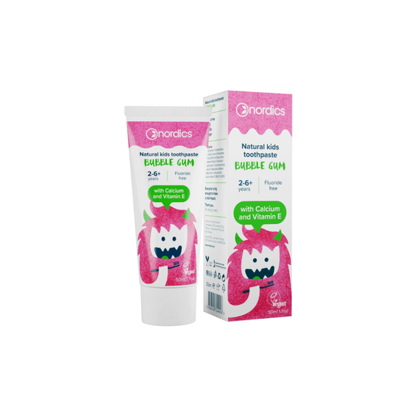 Nordics TOOTHPASTE for children 2-6 NATURAL Fluoride-free, bubble gum flavoured
