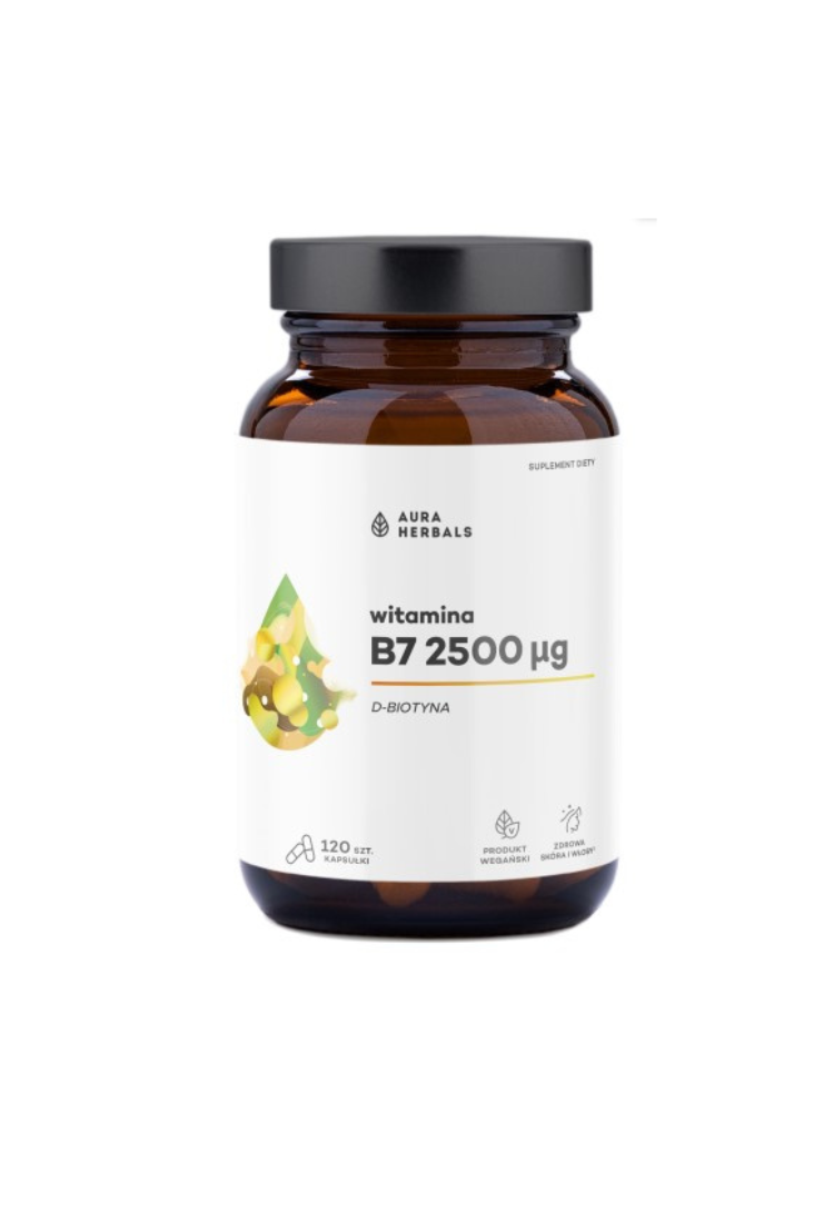 Aura Herbals Vitamin B7 2500 µg, biotin, 120 capsules