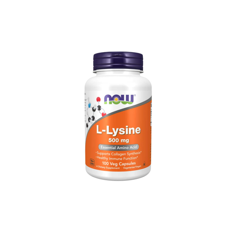 P* Now Foods L-Lysine 500 mg 100 vege capsules, expiry date 12.2028