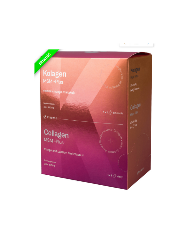VISANTO COLLAGEN MSM +PLUS mango and passion fruit flavour, 30 x 10,39 g powder sachets - J. ZIEBA