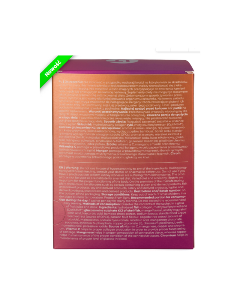 VISANTO COLLAGEN MSM +PLUS mango and passion fruit flavour, 30 x 10,39 g powder sachets - J. ZIEBA