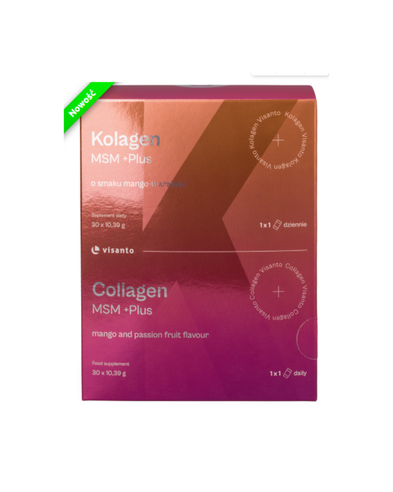 VISANTO COLLAGEN MSM +PLUS mango and passion fruit flavour, 30 x 10,39 g powder sachets - J. ZIEBA