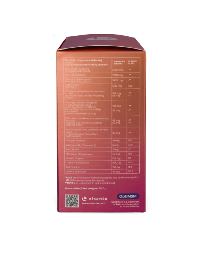 VISANTO COLLAGEN MSM +PLUS mango and passion fruit flavour, 30 x 10,39 g powder sachets - J. ZIEBA