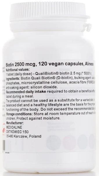 Aliness Biotin 2500 mcg QualiBiotin® x 120 VEGE capsules