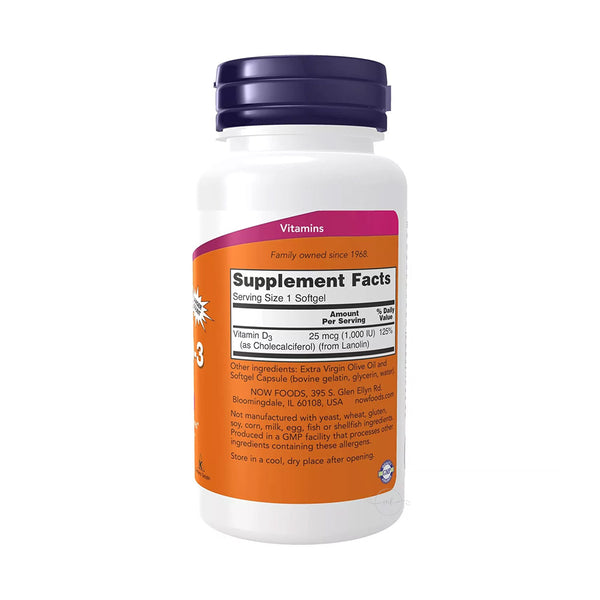 NOW Foods Vitamin D-3 - 1000 IU  - 360 softgels
