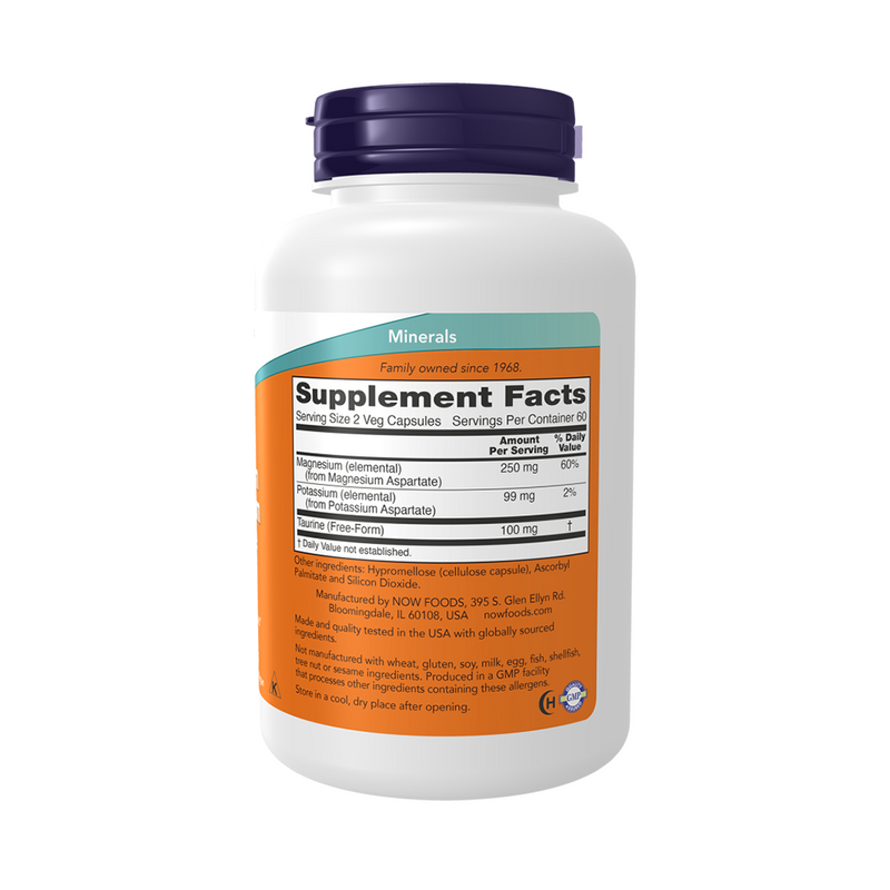 Now Foods Magnesium, Potassium with Taurine, 120 vegetarian capsules