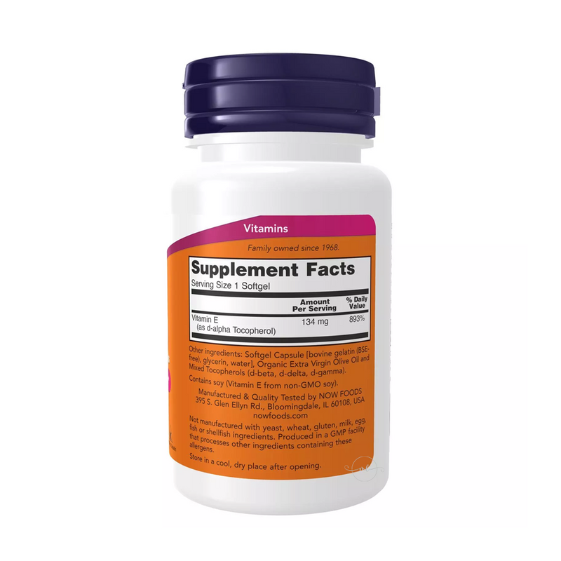Now Foods Vitamin E-200 TOCOFEROL MIX 100 gel capsules
