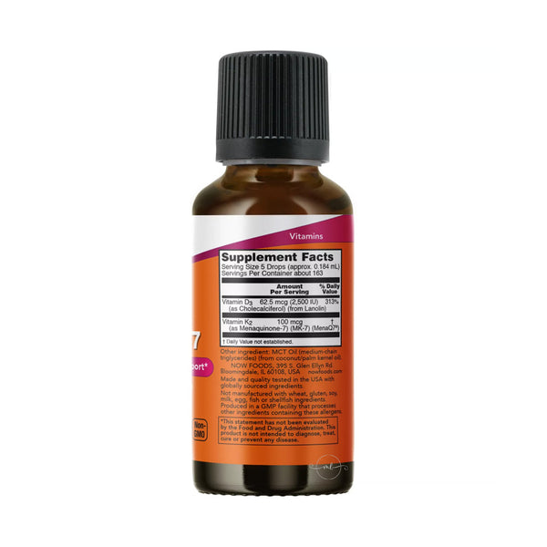 NOW Foods Liquid D-3 & MK-7  - 30 ml.