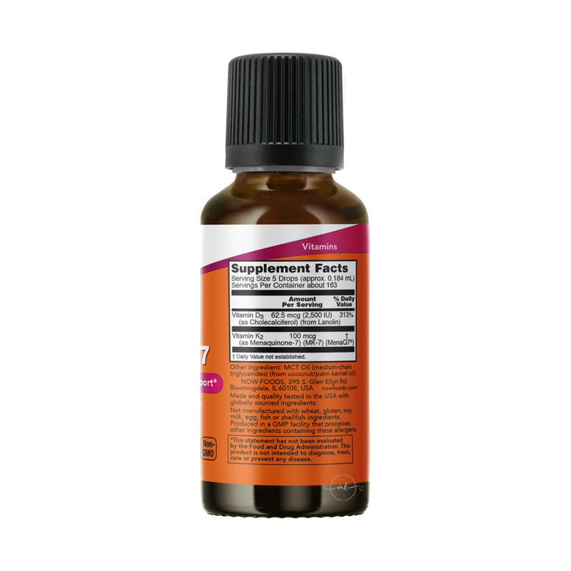 NOW Foods Liquid D-3 & MK-7  - 30 ml.