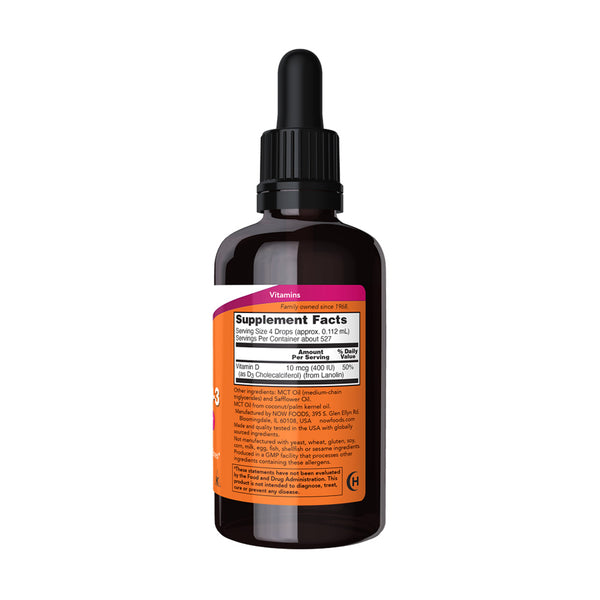 NOW Foods Vitamin D-3 Liquid - 400 IU  - 59 ml.