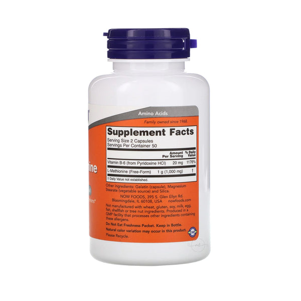 NOW Foods L-Methionine, 500mg  - 100 caps