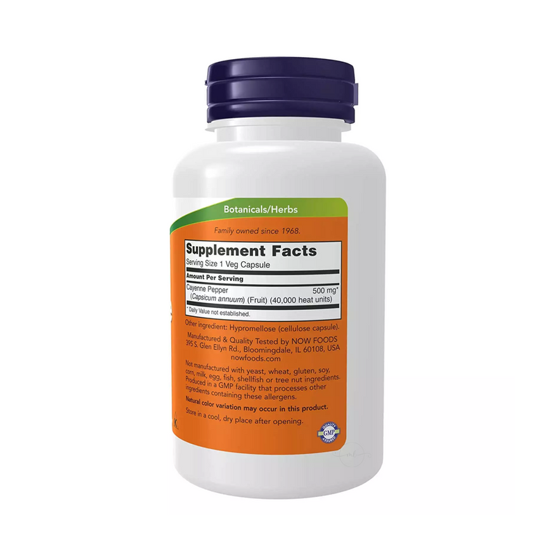 Now Foods Cayenne Pepper 500 mg / 100 vegetarian capsules
