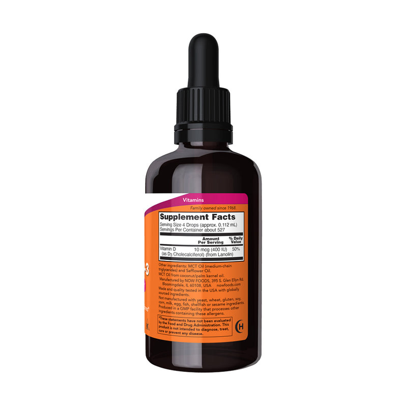 NOW Foods Vitamin D-3 Liquid - 400 IU  - 59 ml.