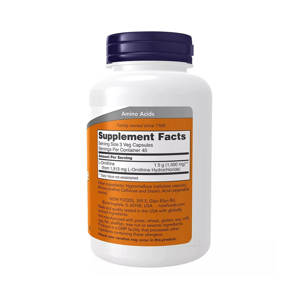Now Foods L-Ornithine – L-ornithine 500 mg 120 vegetarian capsules