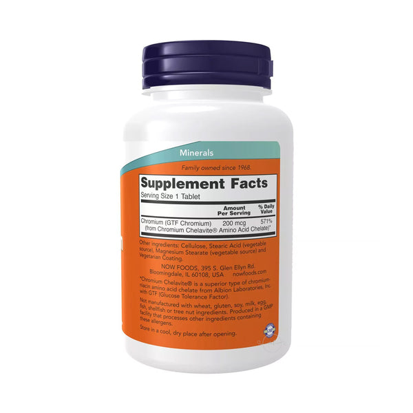 NOW Foods GTF Chromium - 200mcg  - 250 tablets