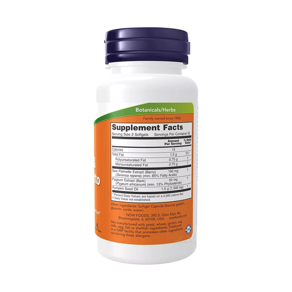 NOW Foods Pygeum & Saw Palmetto  - 60 softgels