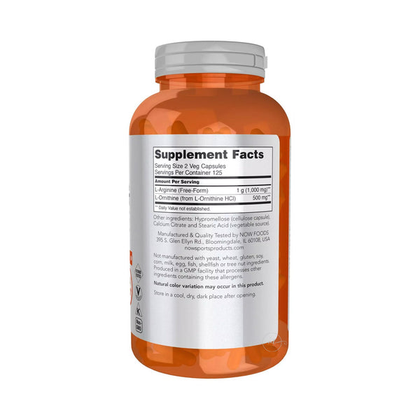 NOW Foods Arginine & Ornithine - Arginine & Ornithine  - 250 vcaps