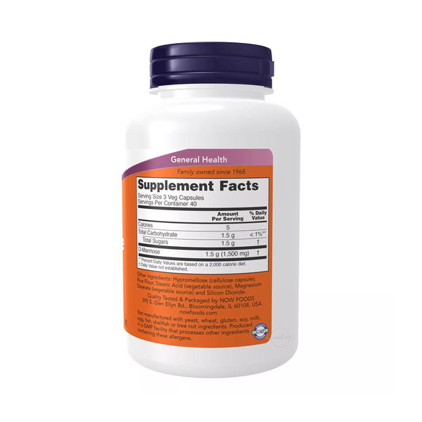 Now Foods D-Mannose 500 mg, 120 vegetarian capsules