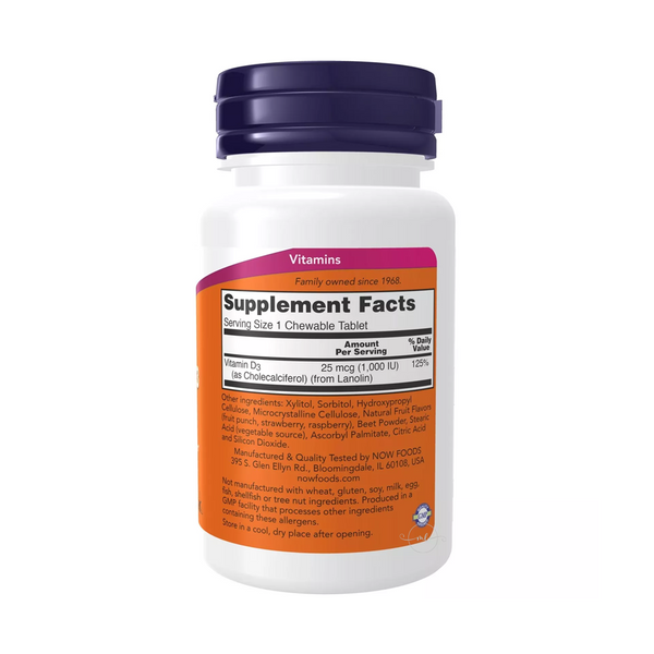 Now Foods Vitamin D-3 1000 IU 180 chewable tablets