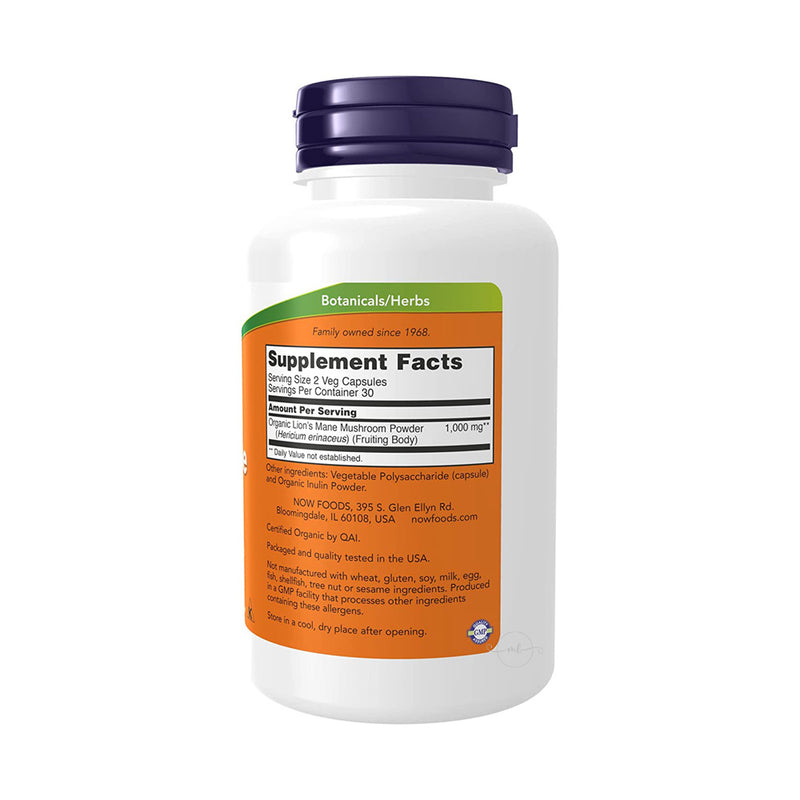 NOW Foods Lion's Mane, 500mg  - 60 vcaps