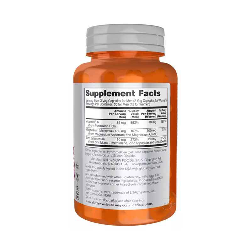 Now Foods ZMA® – 90 gel capsules a combination of zinc, magnesium and vitamin B-6