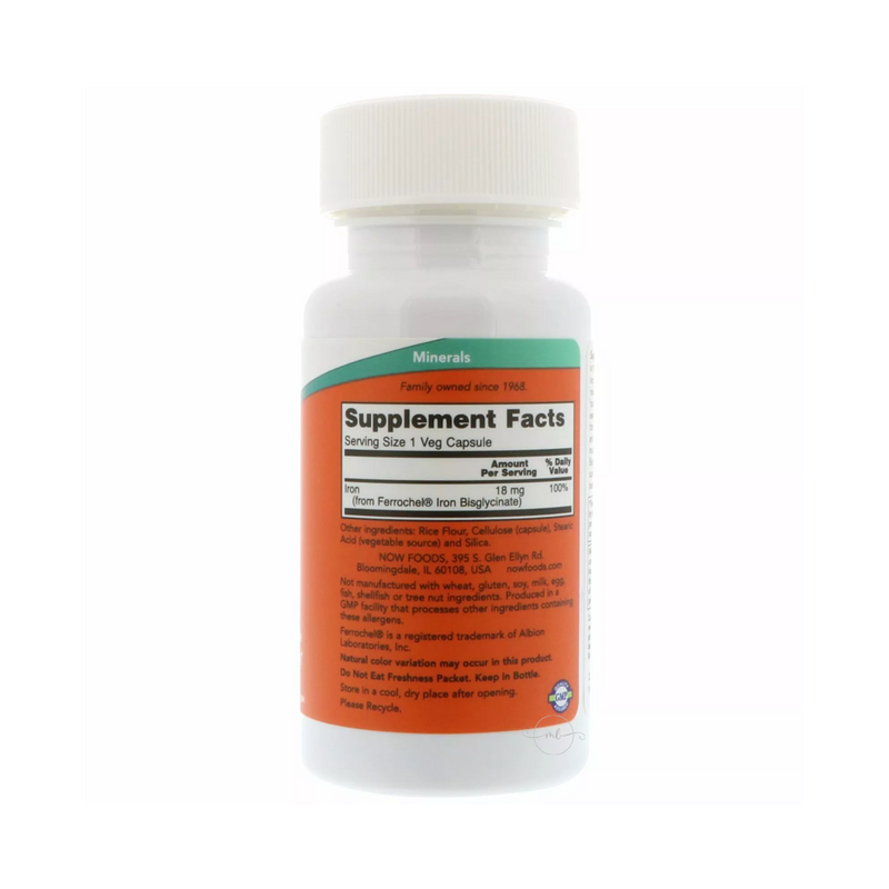Now Foods  Iron Chelate 18 mg / 120 vege capsules