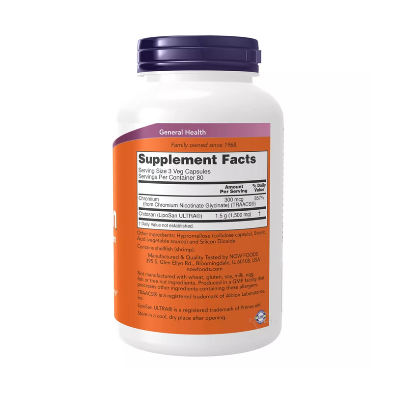 Now Foods Chitosan 500 mg + Chromium 240 capsules