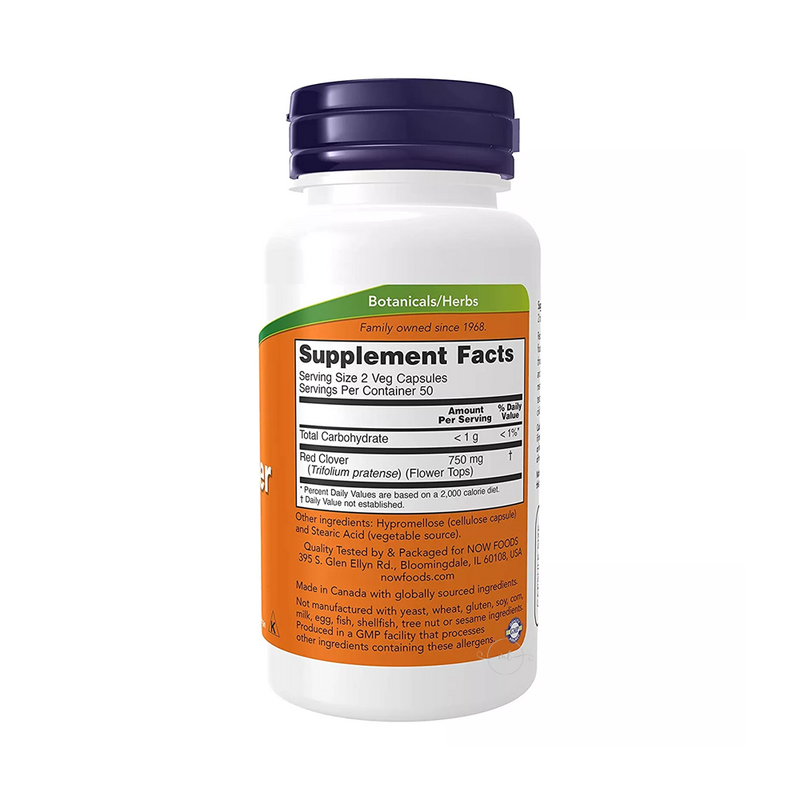 Now Foods Red Clover 375 mg Meadow clover, 100 capsules