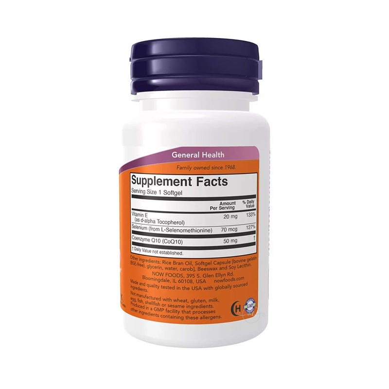NOW Foods CoQ10 with Selenium & Vitamin E, 50mg  - 50 softgels