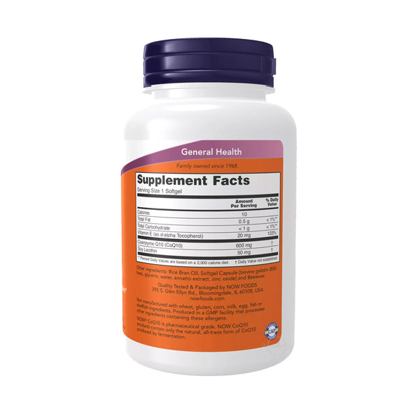 NOW Foods CoQ10 with Lecithin & Vitamin E - 600mg  - 60 softgels