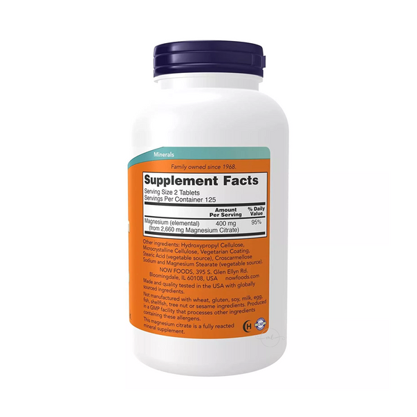 Now Foods Magnesium citrate 200 mg / 250 vegetarian tablets