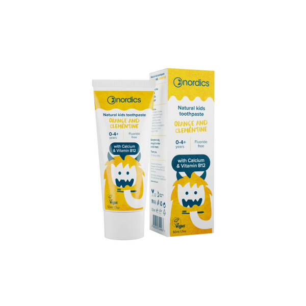 Nordics Natural Toothpaste for children with orange and clementine flavour, FLUORIDE-FREE