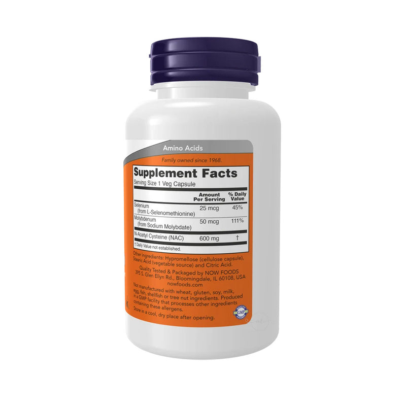 NOW Foods NAC with Selenium & Molybdenum, 600mg  - 100 vcaps