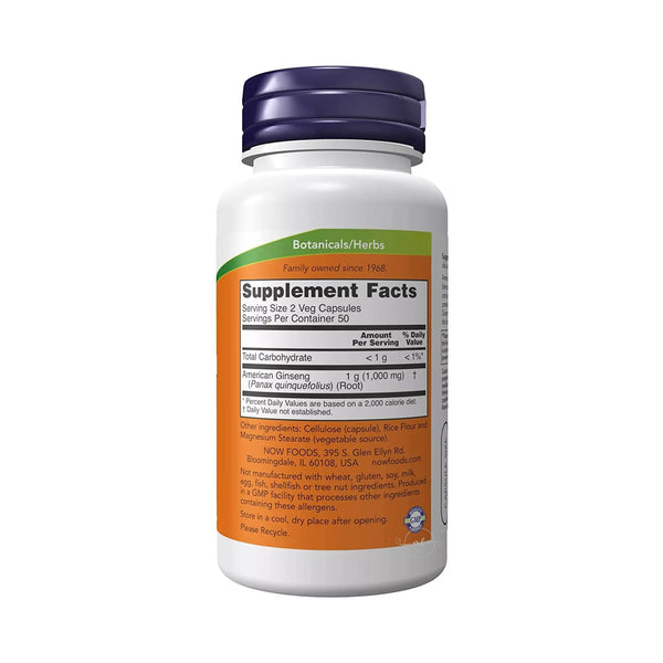 NOW Foods American Ginseng, 500mg  - 100 vcaps